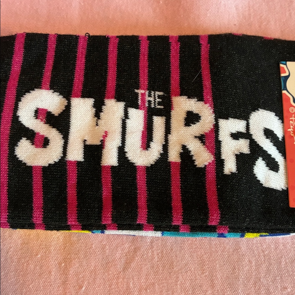 3/$18 The Smurfs Black and Pink Novelty Socks One Size Fits Some (Women’s 7-12)